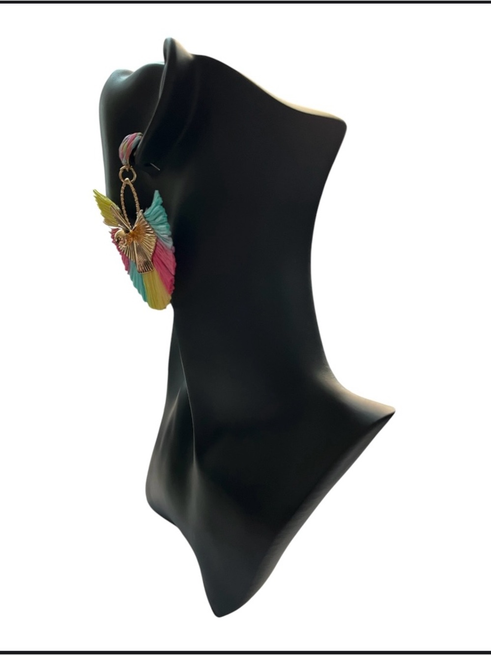 Colorful Raffia Fan Drop Earrings - Picture 4 of 5